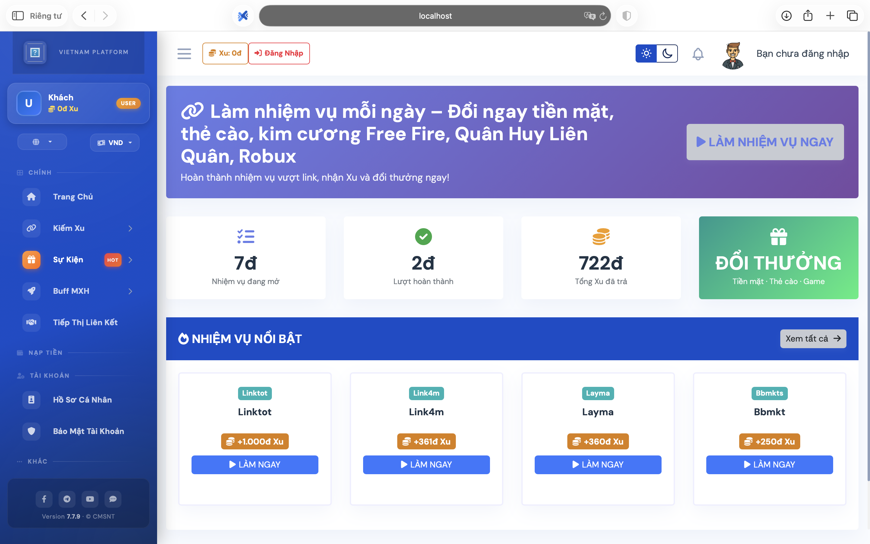 Shop Vượt Link Kiếm Tiền, Buff MXH
